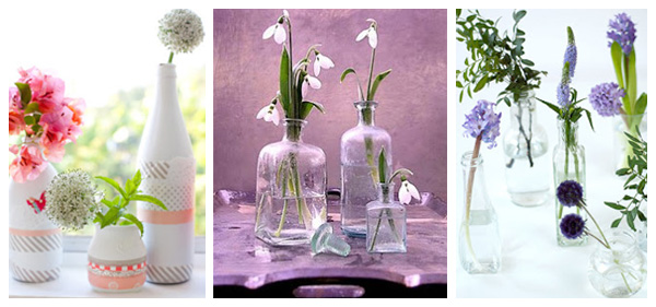 Reciclando botellas en floreros